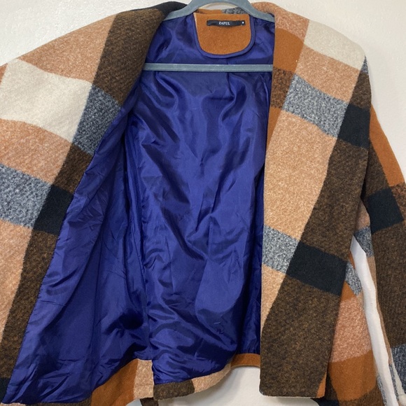 NWOT - ZAFUL - BELTED WOOL BLEND PLAID PEA COAT - Picture 9 of 16